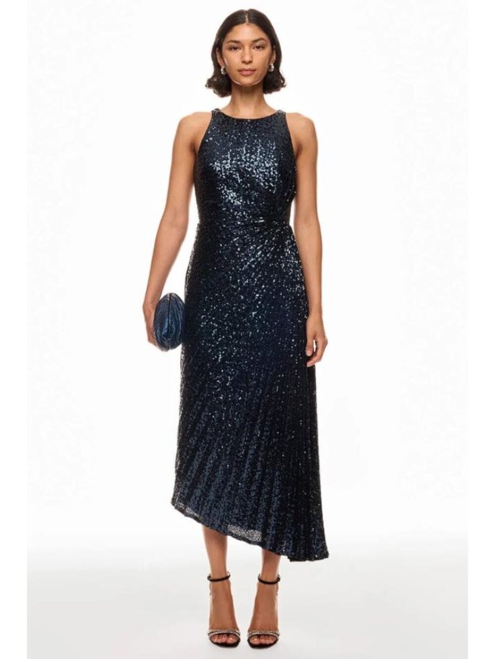 BADGLEY MISCHKA Women's Sequin Side Drape Cocktail Dress Size 12